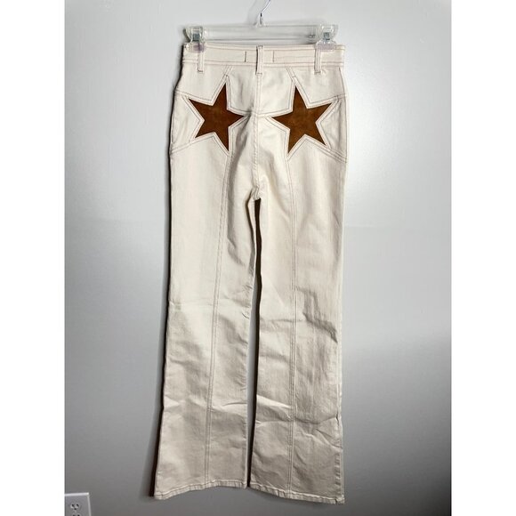 Free People Firecracker high waist flares in ivory Ecru Size 31 NEW - Picture 6 of 9